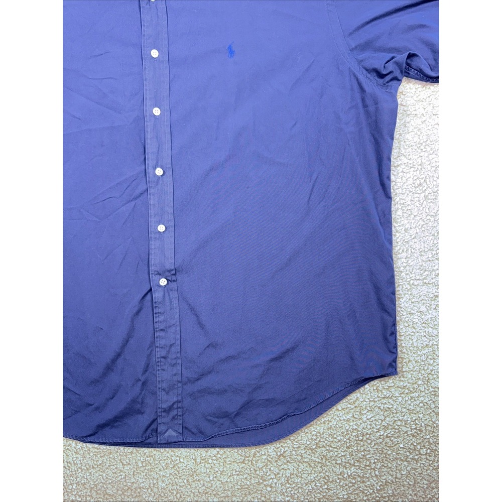 Ralph Lauren Mens Shirt XXL Navy Blue Solid Blake Classic Fit Casual Long Sleeve - Picture 2 of 11